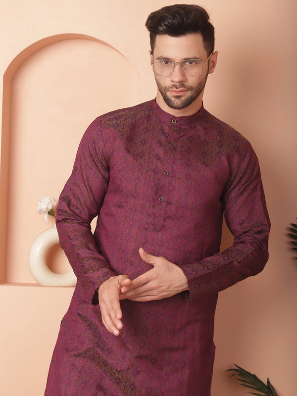 Woven Design Silk Blend Kurta with Pyjama