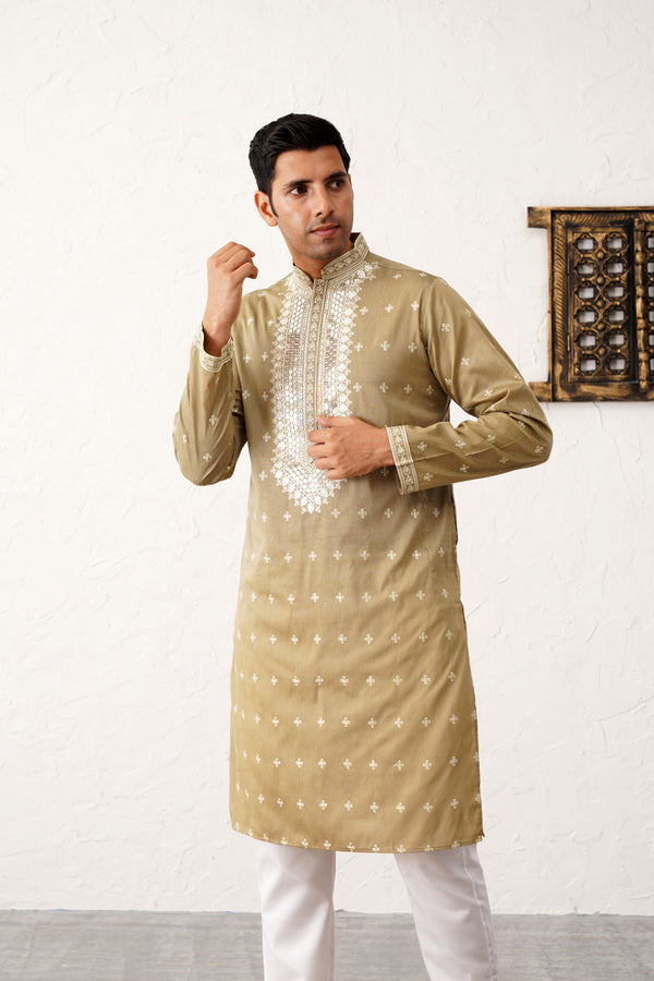 Men's Sequins Embroidered Kurta Pyjama Set