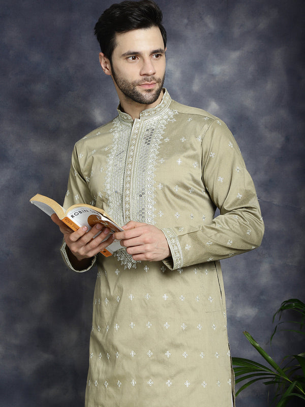 Men's Sequins Embroidered Kurta Pyjama Set