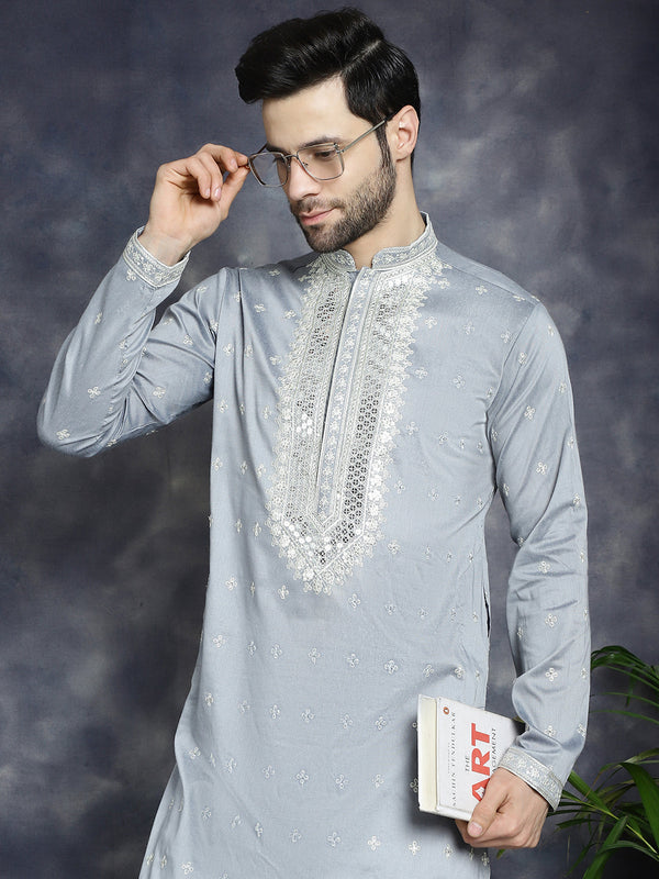 Men's Sequins Embroidered Kurta Pyjama Set