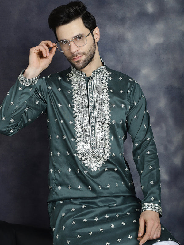 Men's Sequins Embroidered Kurta Pyjama Set