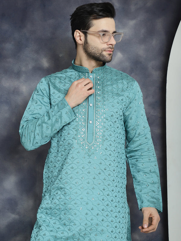 Men's Sequins Embroidered Kurta With Pyjama