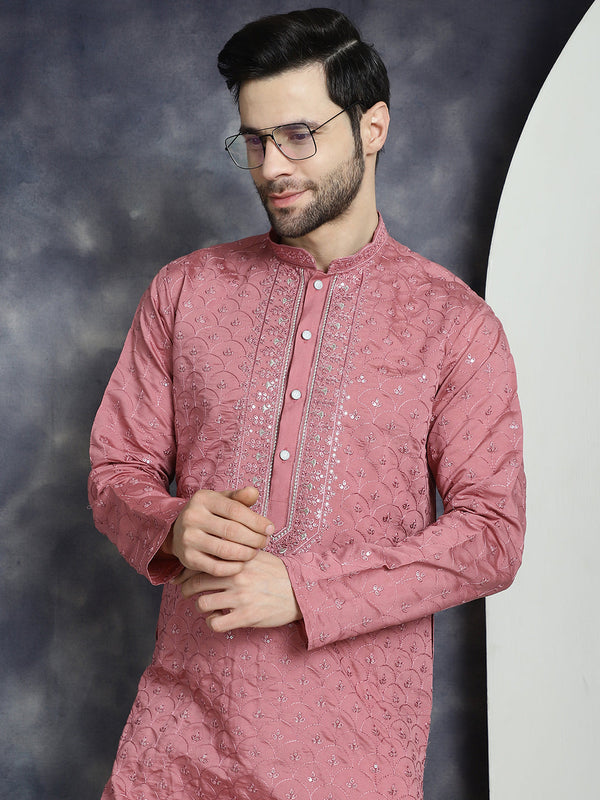 Men's Sequins Embroidered Kurta With Pyjama