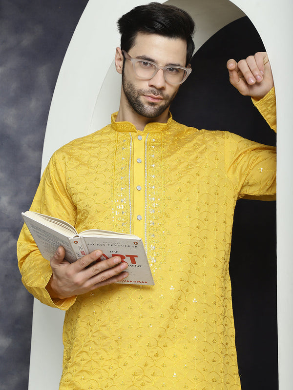 Men's Sequins Embroidered Kurta With Pyjama