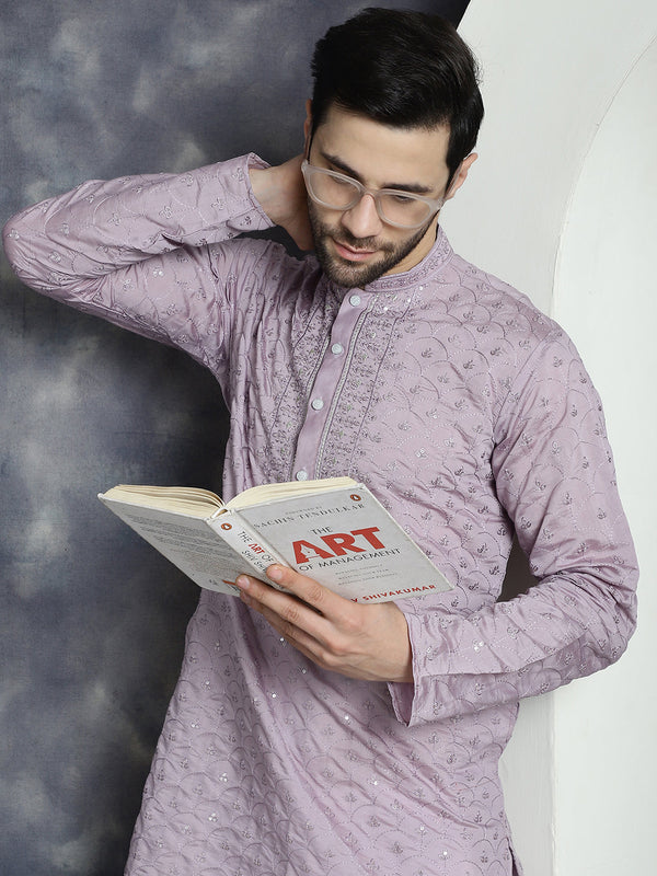 Men's Sequins Embroidered Kurta With Pyjama