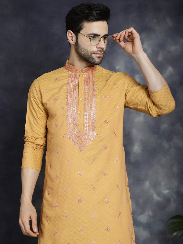 Men's Sequins Embroidered Kurta With Pyjama