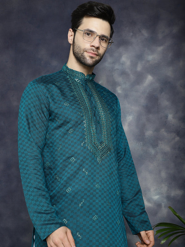 Men's Sequins Embroidered Kurta With Pyjama