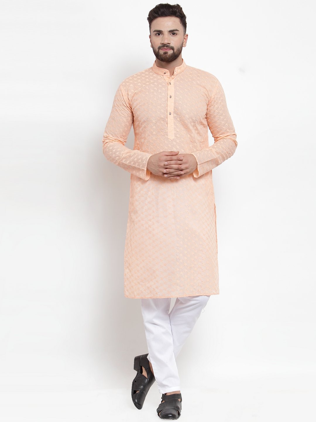 Men Chikan Kurta with Churidar by Virat Fashions (2pcs Set)