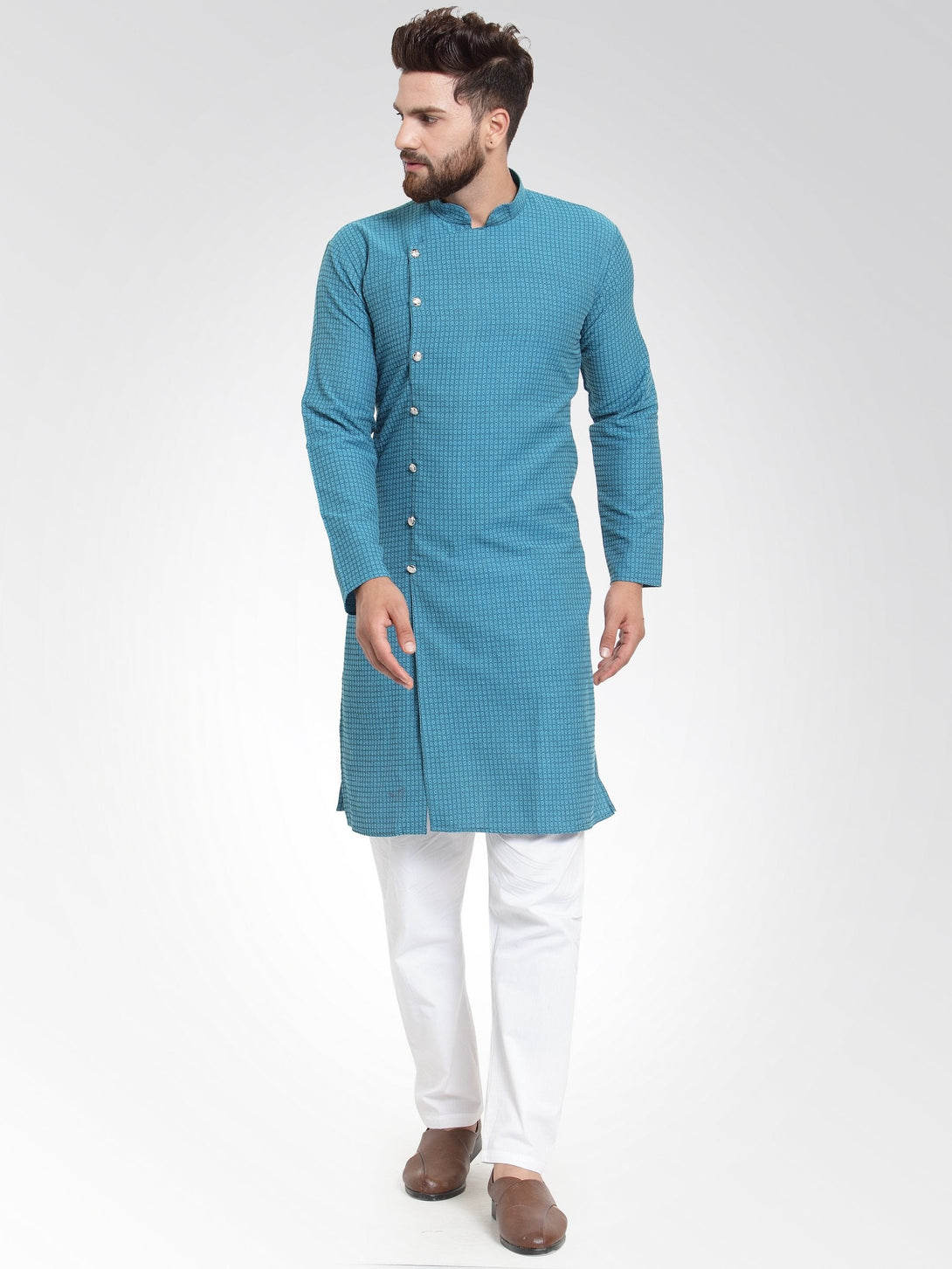 Men's Self Design Kurta with Pajama Set by Virat Fashions (2 Pc Set)