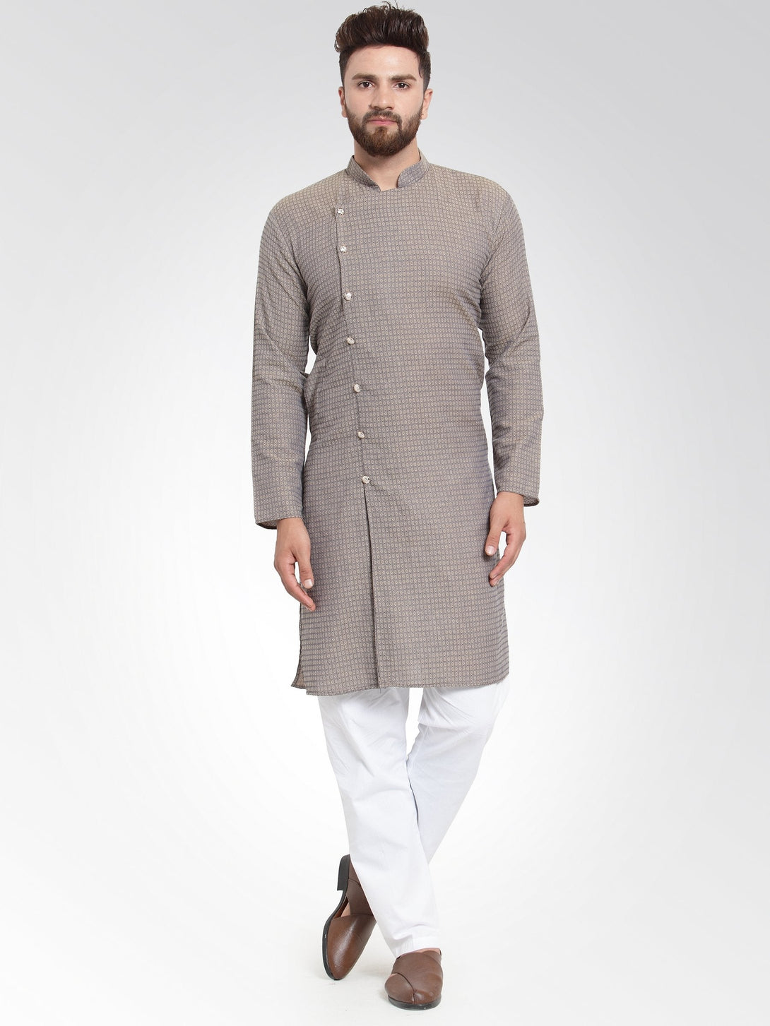 Men's Self Design Kurta with Pajama Set by Virat Fashions (2 Pc Set)