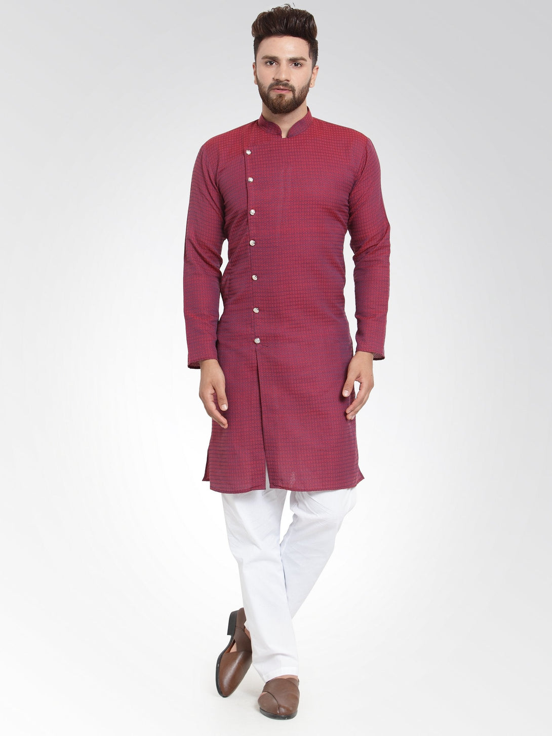 Men's Self Design Kurta with Pajama Set by Virat Fashions (2 Pc Set)