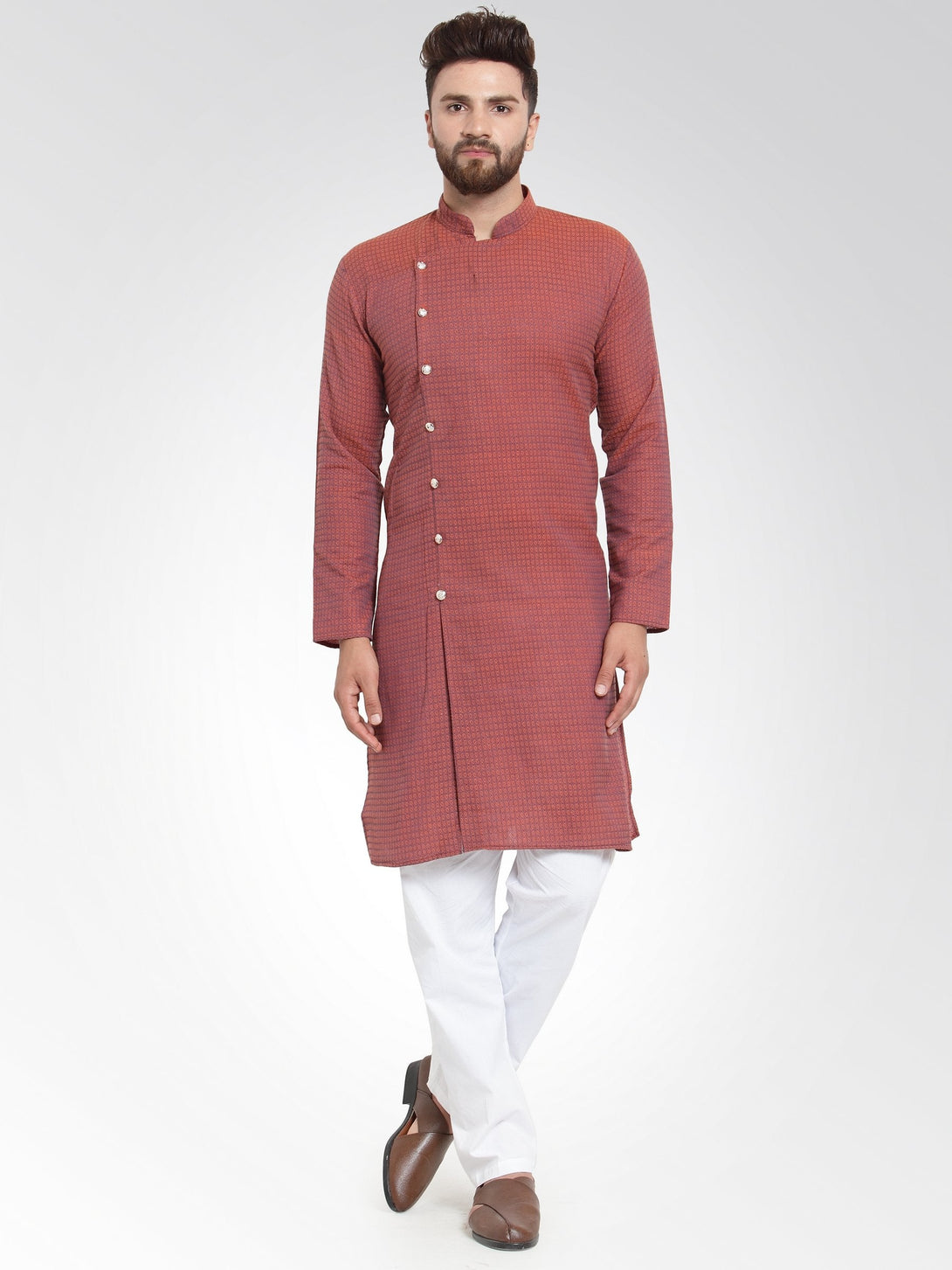 Men's Self Design Kurta with Pajama Set by Virat Fashions (2 Pc Set)