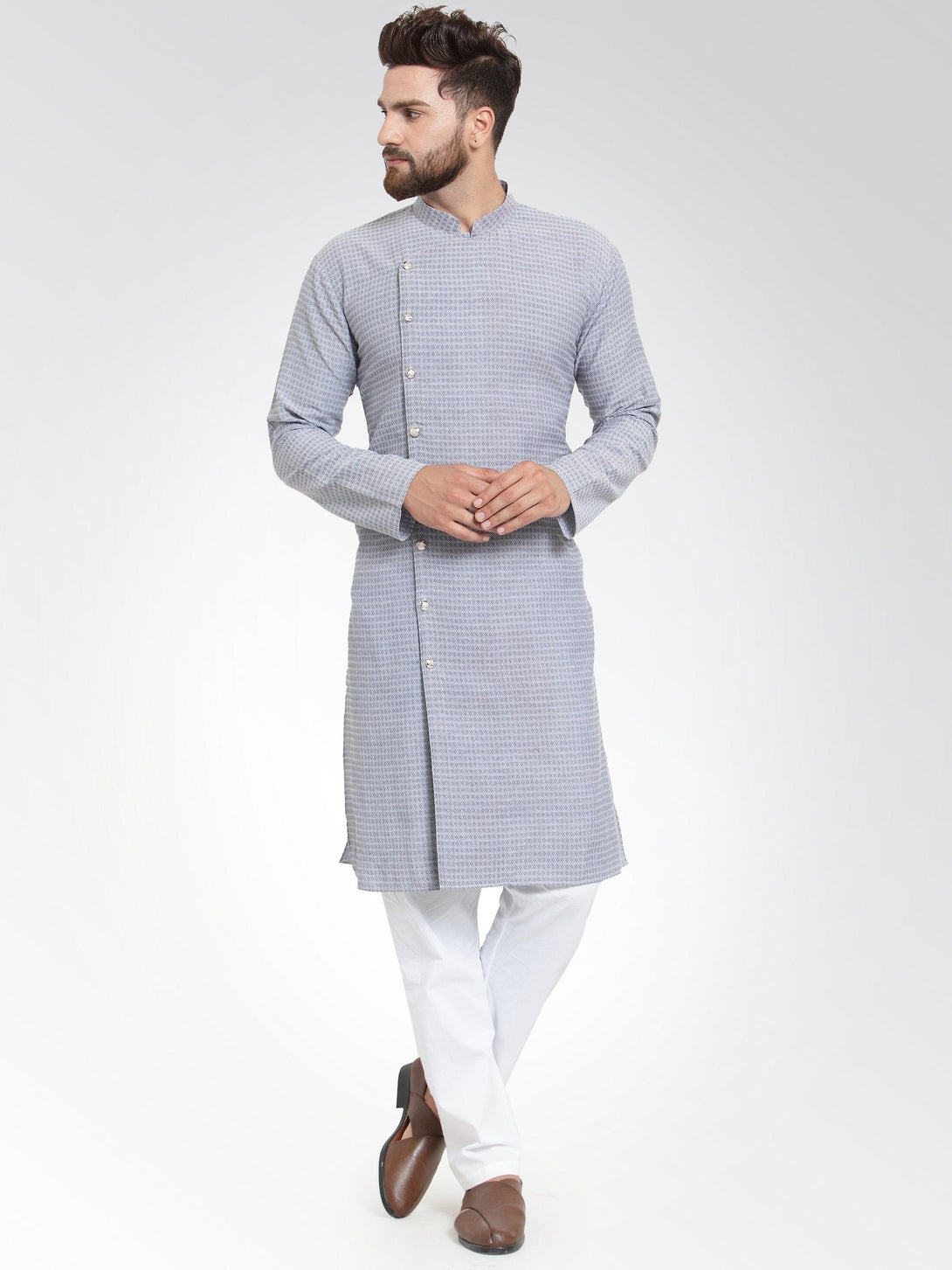 Men's Self Design Kurta with Pajama Set by Virat Fashions (2 Pc Set)