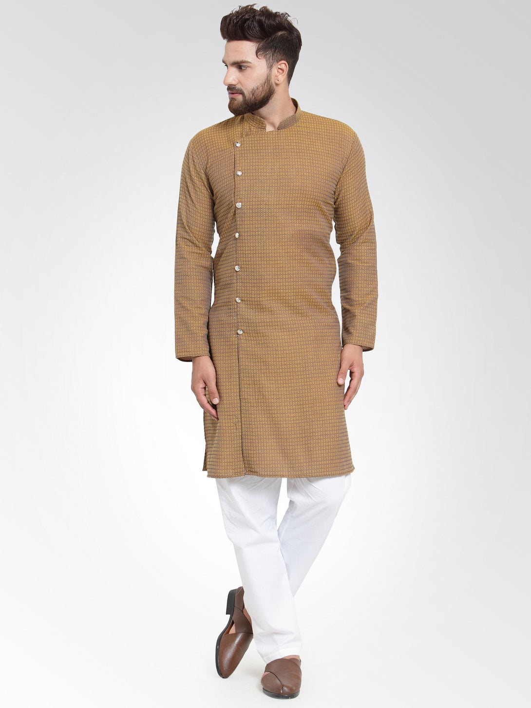 Men's Self Design Kurta with Pajama Set by Virat Fashions (2 Pc Set)