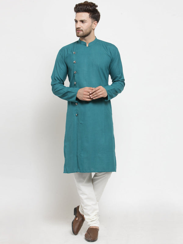 Men's Green Solid Kurta with Churidar ( JOKP W 576 Green ) - Virat Fashions