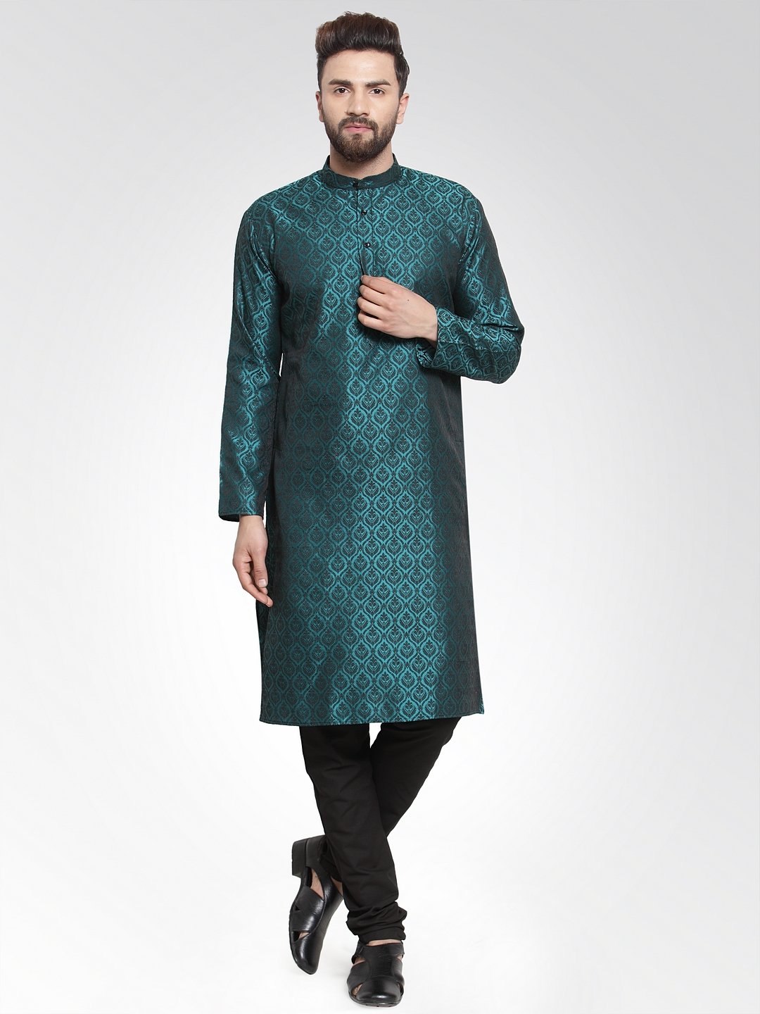 Men Gold Silk Kurta by Virat Fashions (1pc)