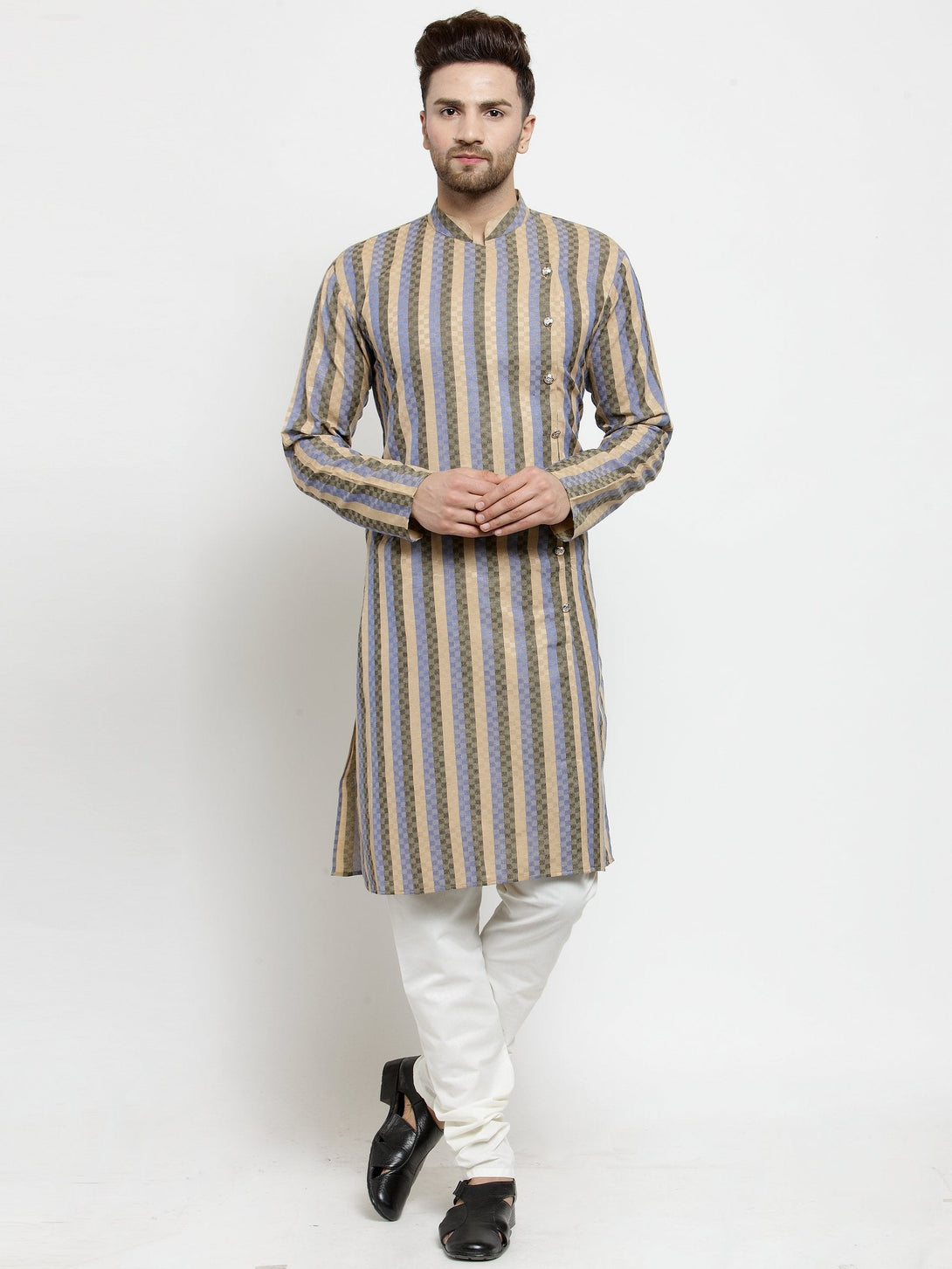 Men's Self Design Stripped Kurta Only - Virat Fashions