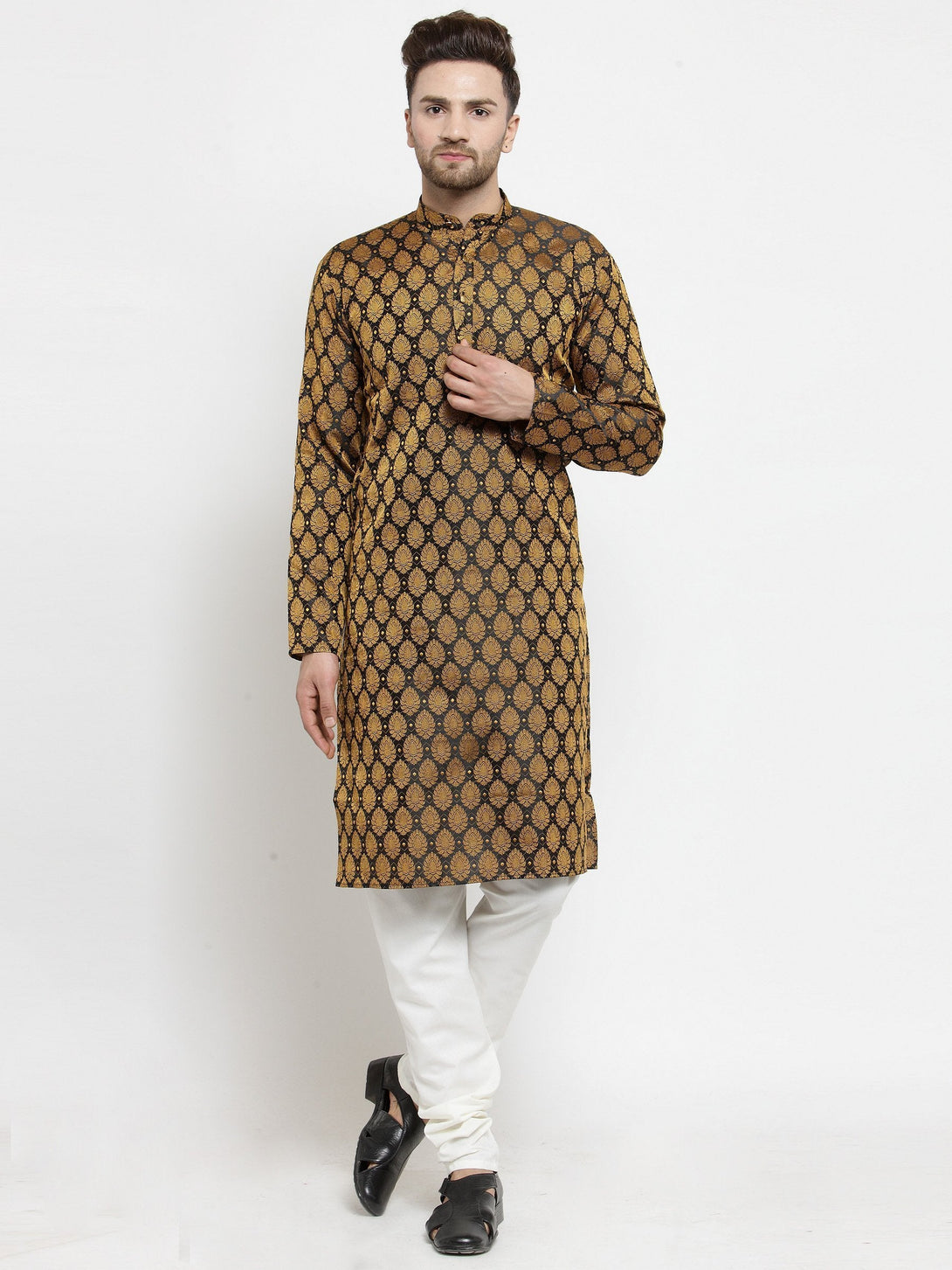 Men's Self Design Kurta with Churidar by Virat Fashions- (2pcs set)