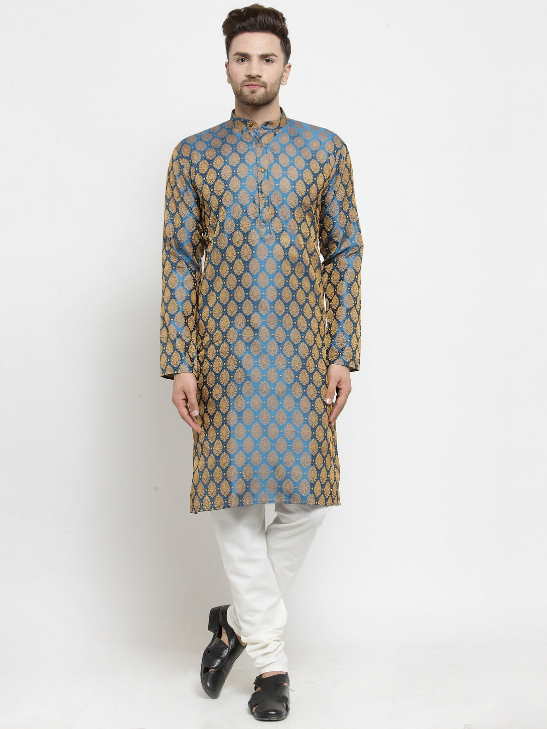 Men's Self Design Kurta with Churidar by Virat Fashions- (2pcs set)