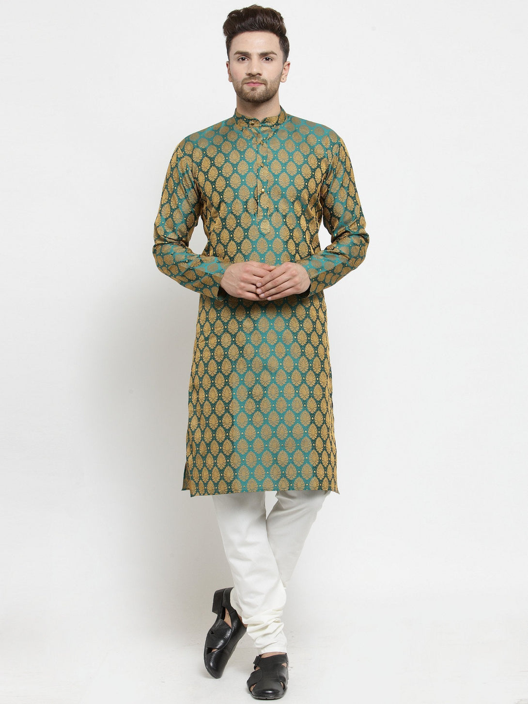 Men's Self Design Kurta with Churidar by Virat Fashions- (2pcs set)