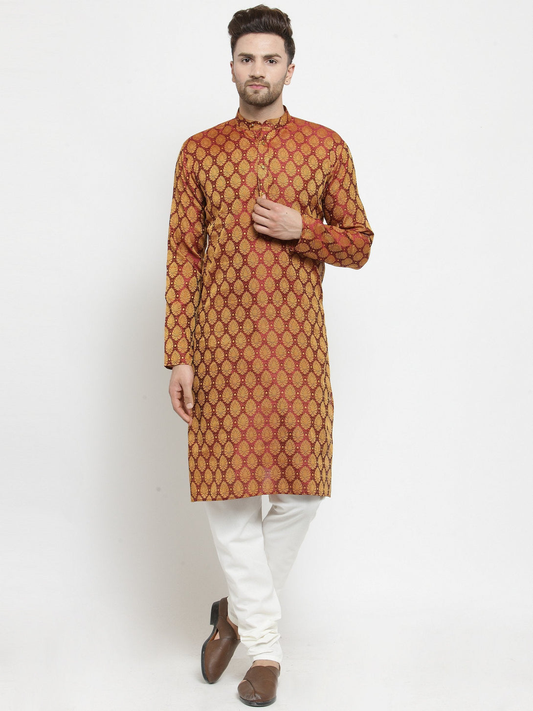 Men's Self Design Kurta with Churidar by Virat Fashions- (2pcs set)