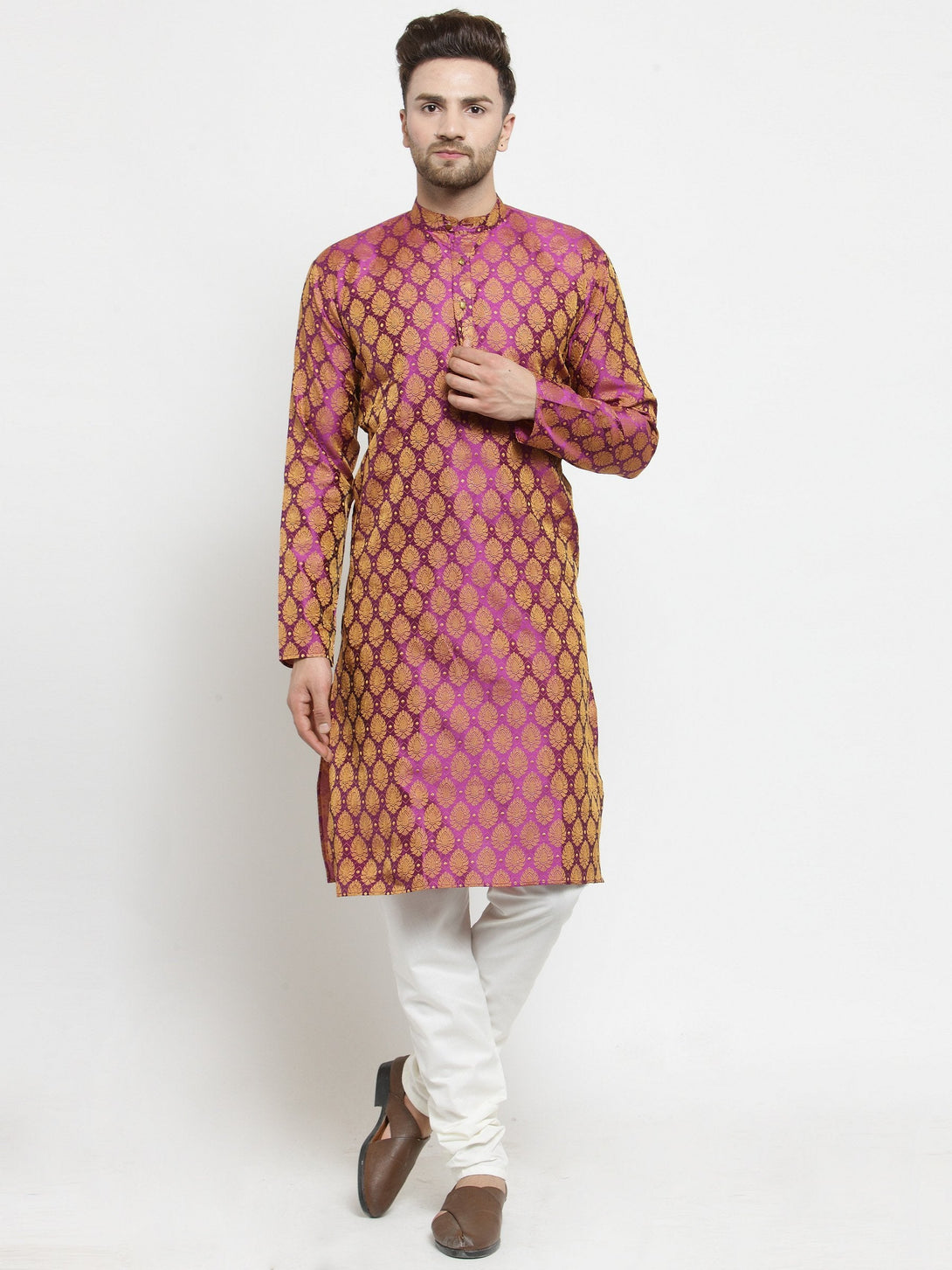 Men's Self Design Kurta with Churidar by Virat Fashions- (2pcs set)