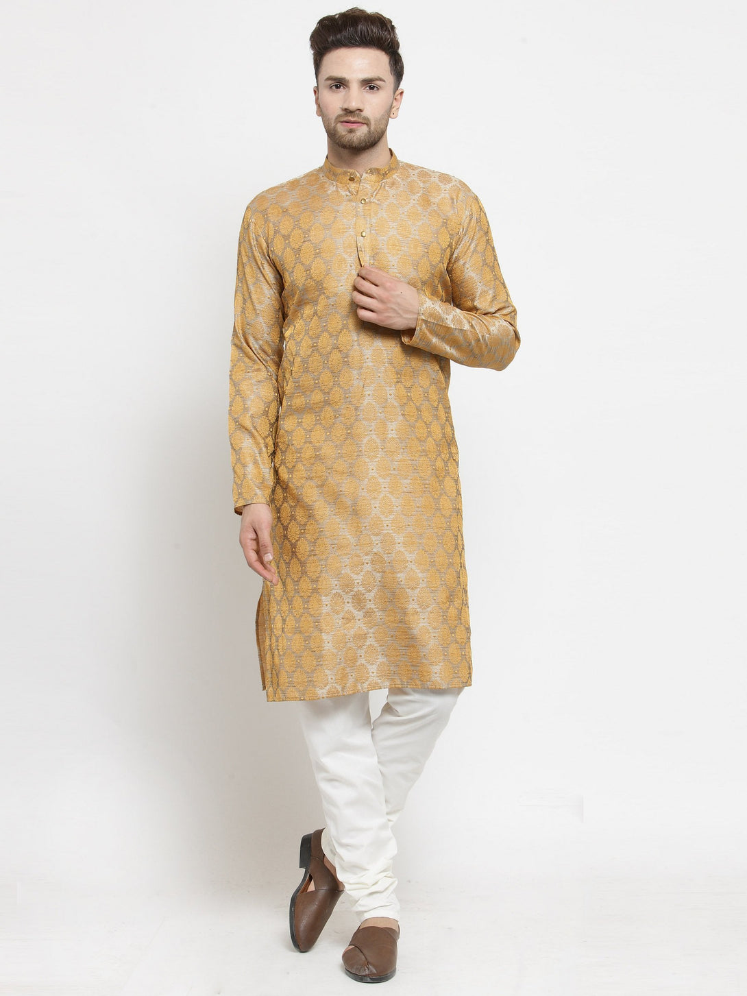 Men's Self Design Kurta with Churidar by Virat Fashions- (2pcs set)