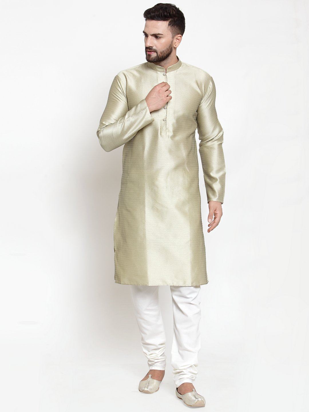 Men's Self Design Kurta with Churidar set by Virat Fashions- (2pcs set)