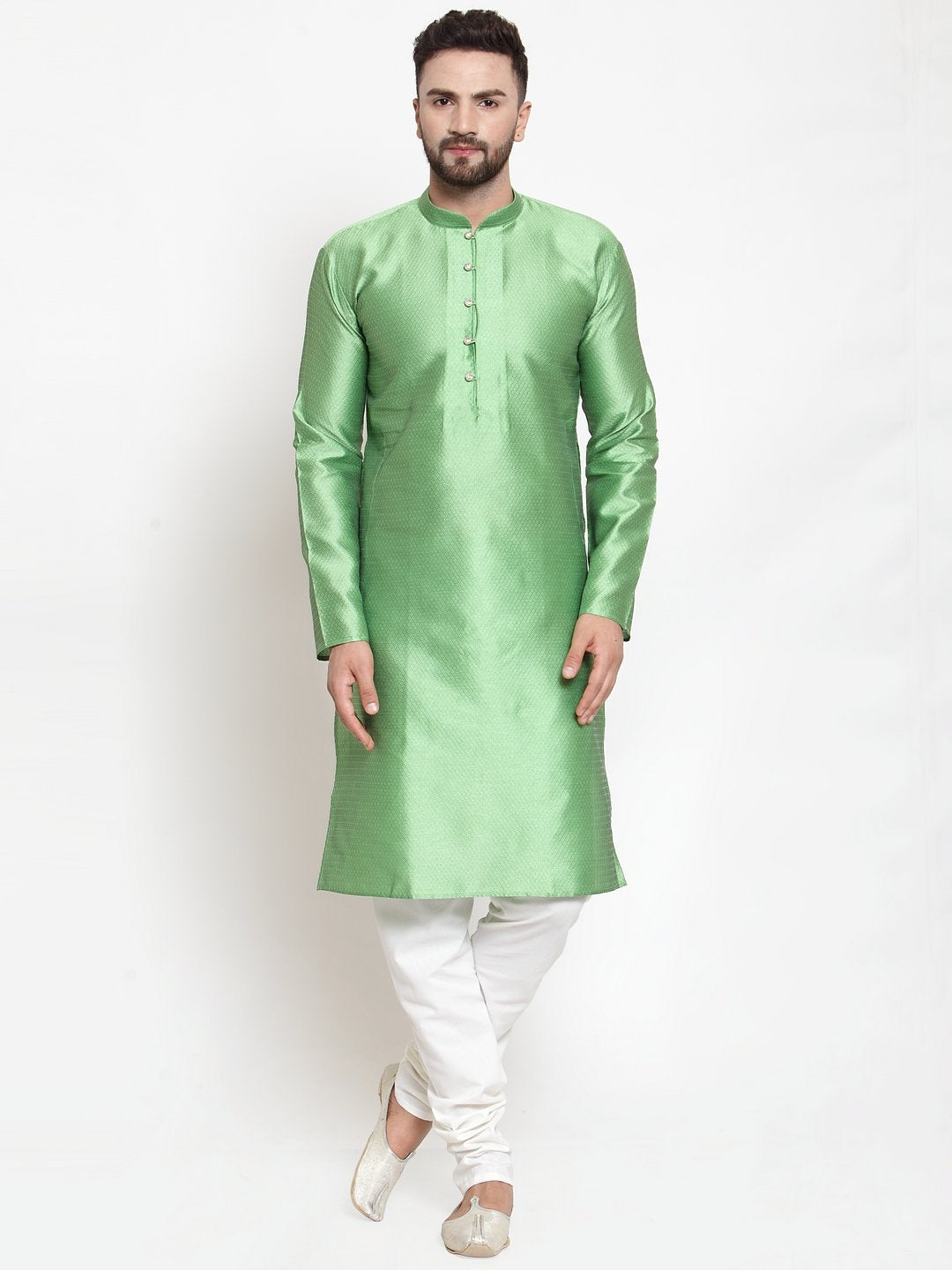 Men's Self Design Kurta with Churidar set by Virat Fashions- (2pcs set)