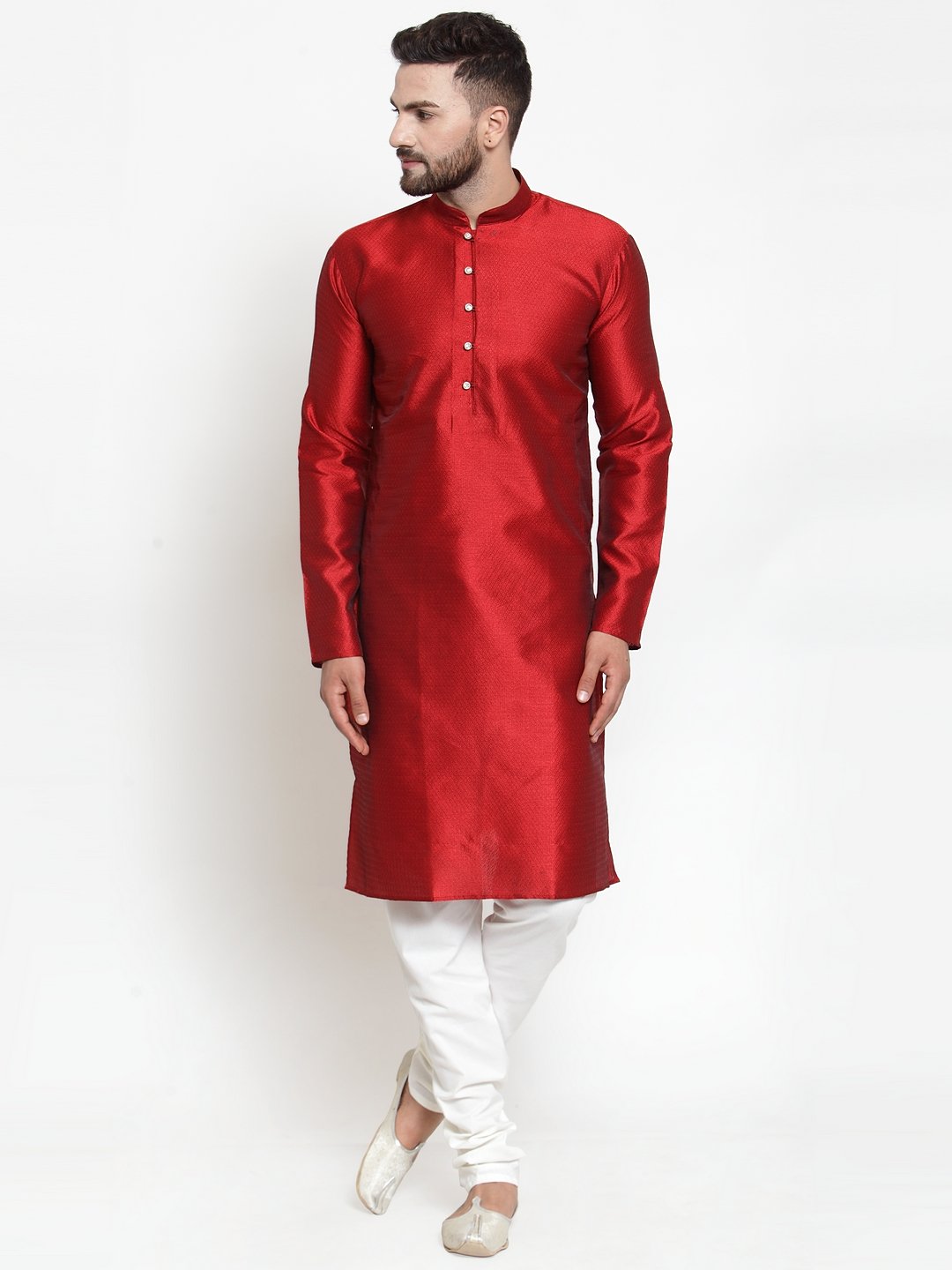 Men's Self Design Kurta with Churidar set by Virat Fashions- (2pcs set)