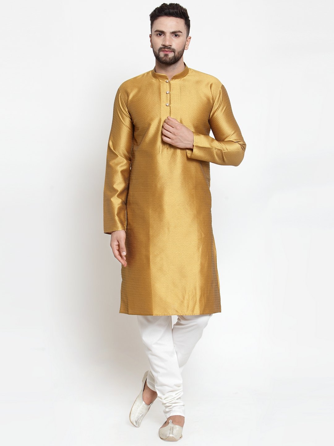 Men's Self Design Kurta with Churidar set by Virat Fashions- (2pcs set)