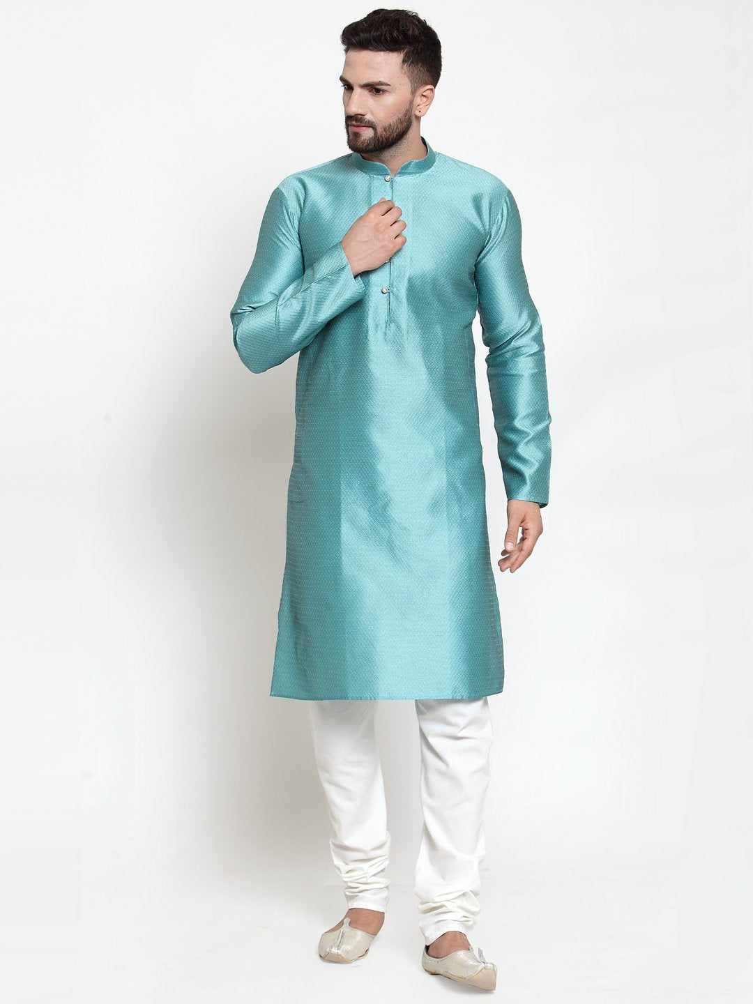 Men's Self Design Kurta with Churidar set by Virat Fashions- (2pcs set)