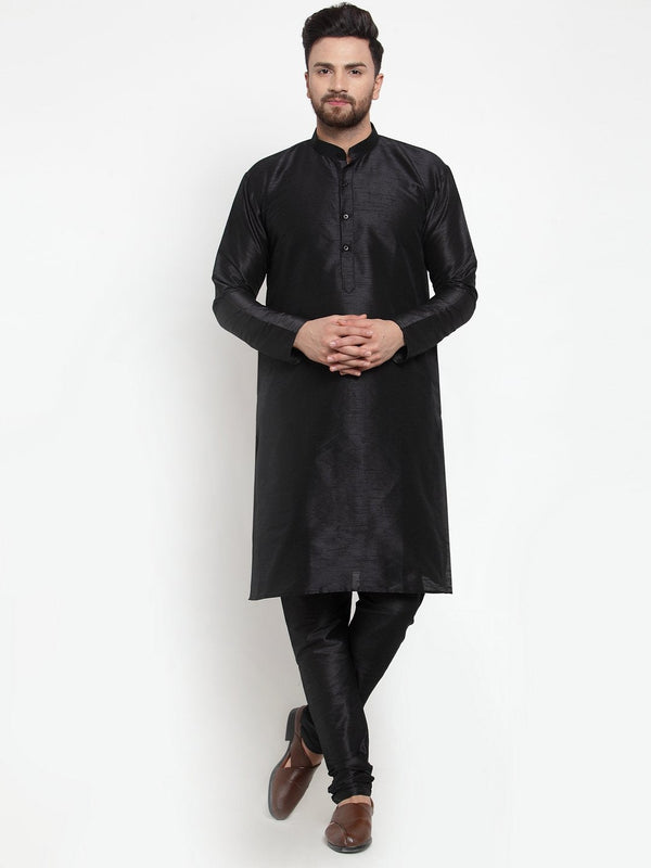 Men's Black Solid Kurta with Churidar ( JOKP 591 Black ) - Virat Fashions