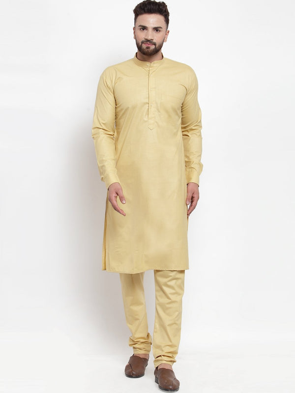 Men's Beige Solid Kurta with Churidar ( JOKP 592 Beige ) - Virat Fashions