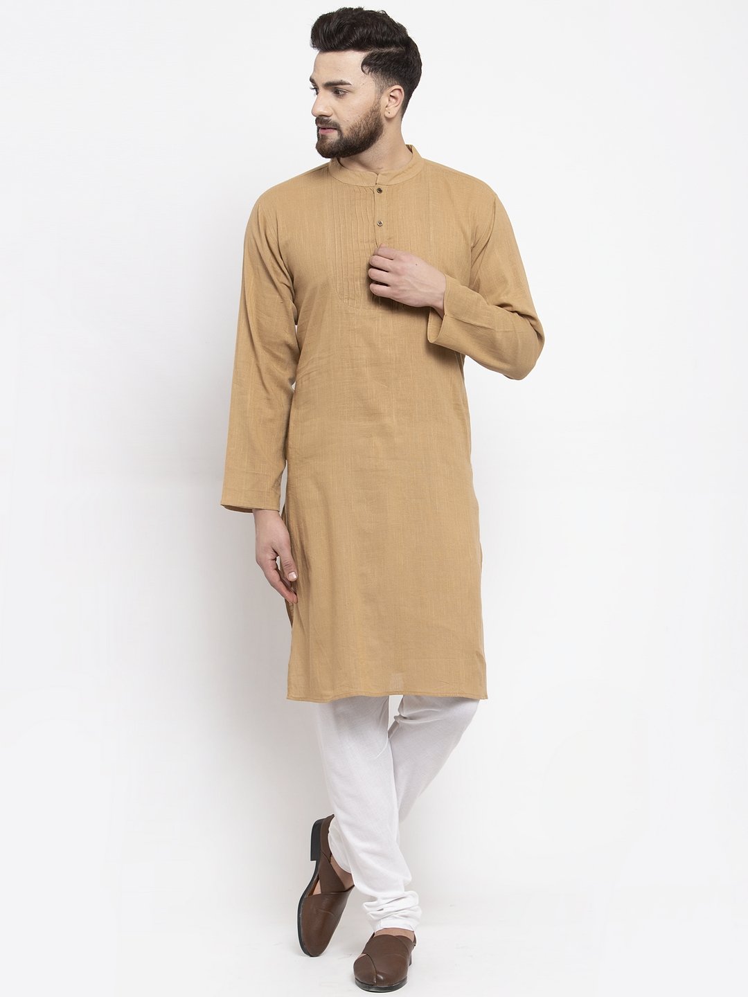 Men's Solid Pin tucks Kurta with Churidar - Virat Fashions