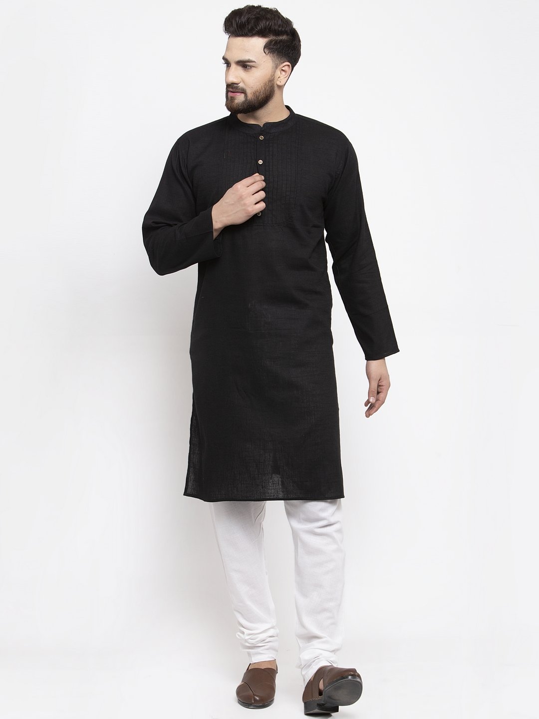 Men's Solid Pin tucks Kurta Only - Virat Fashions