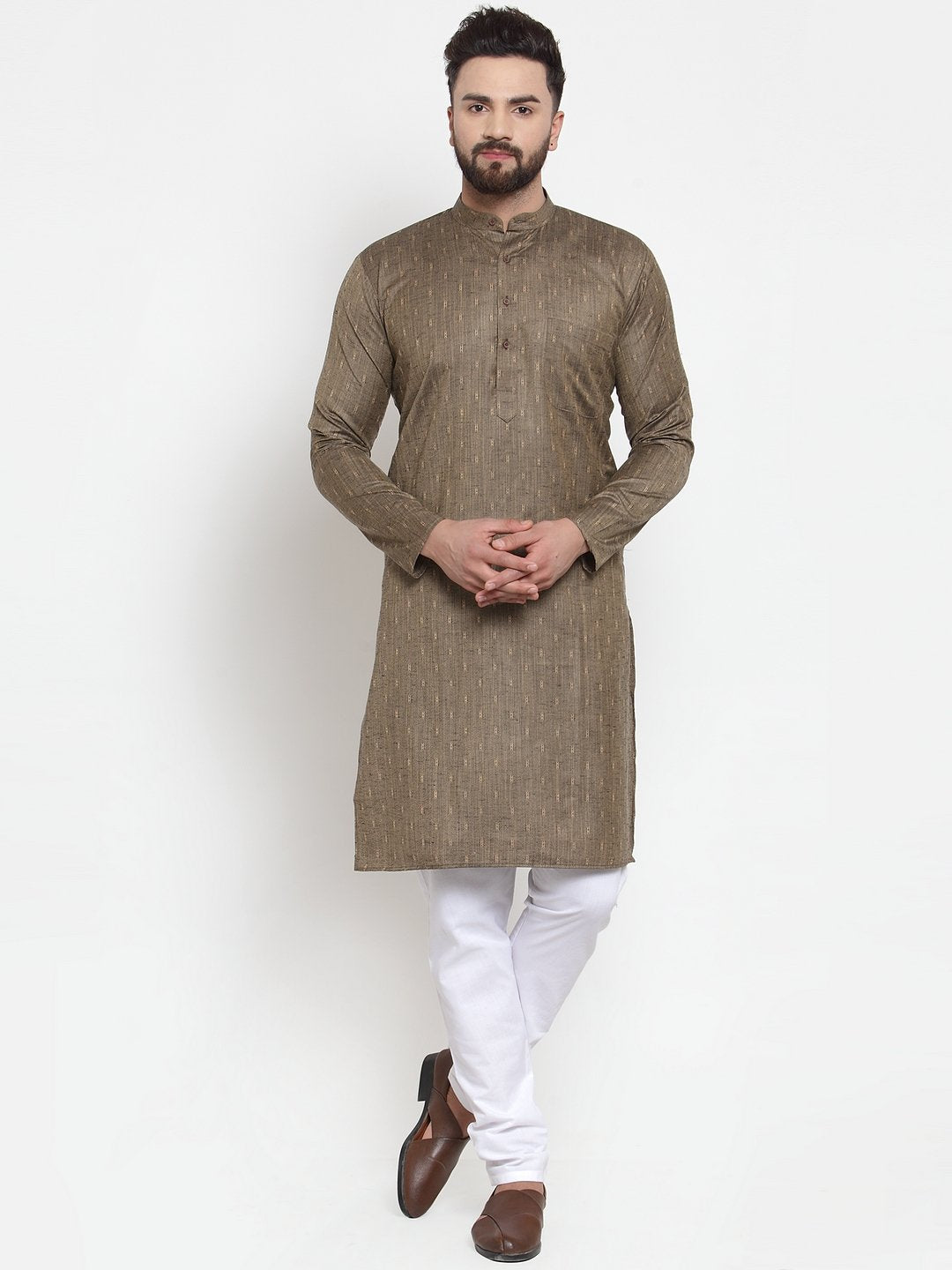 Men's Self Design Kurta with Churidar - Virat Fashions