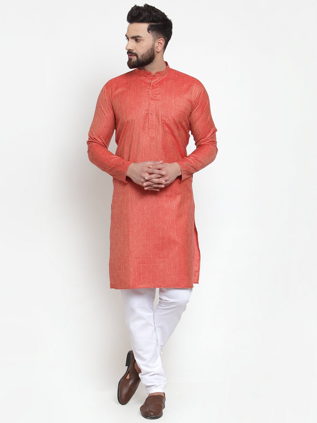 Men's Self Design Kurta with Churidar - Virat Fashions