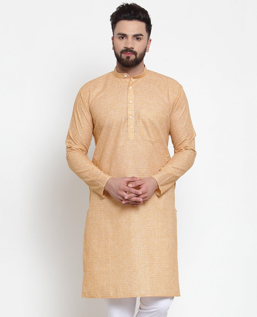 Men Biege Cotton Kurta by Virat Fashions (1pc)