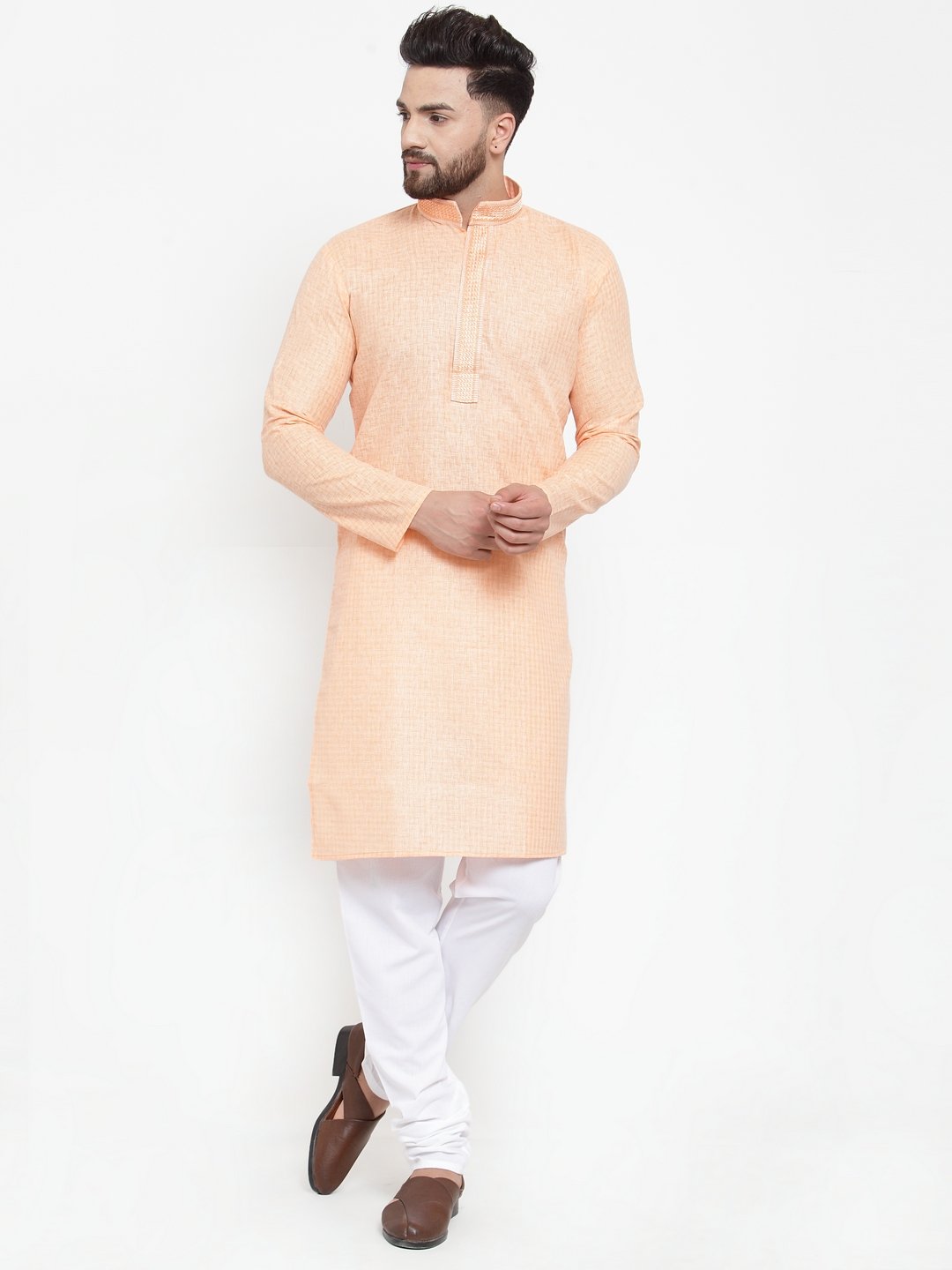 Men's Embroidered Kurta with Churidar by Virat Fashions- (2pcs set)