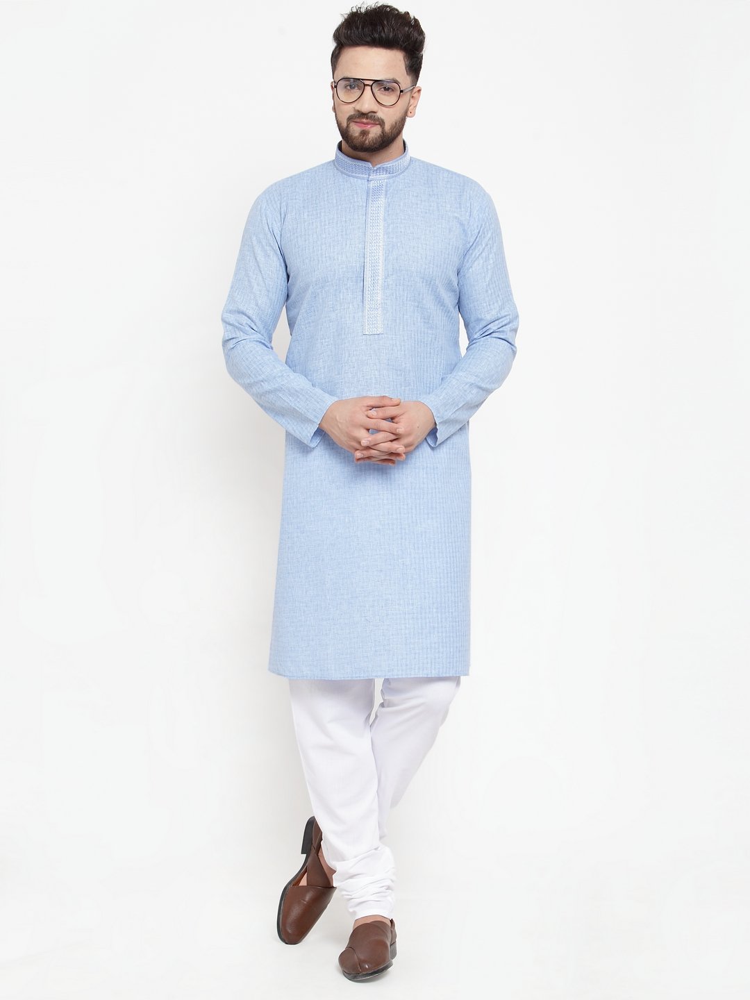 Men's Embroidered Kurta with Churidar by Virat Fashions- (2pcs set)