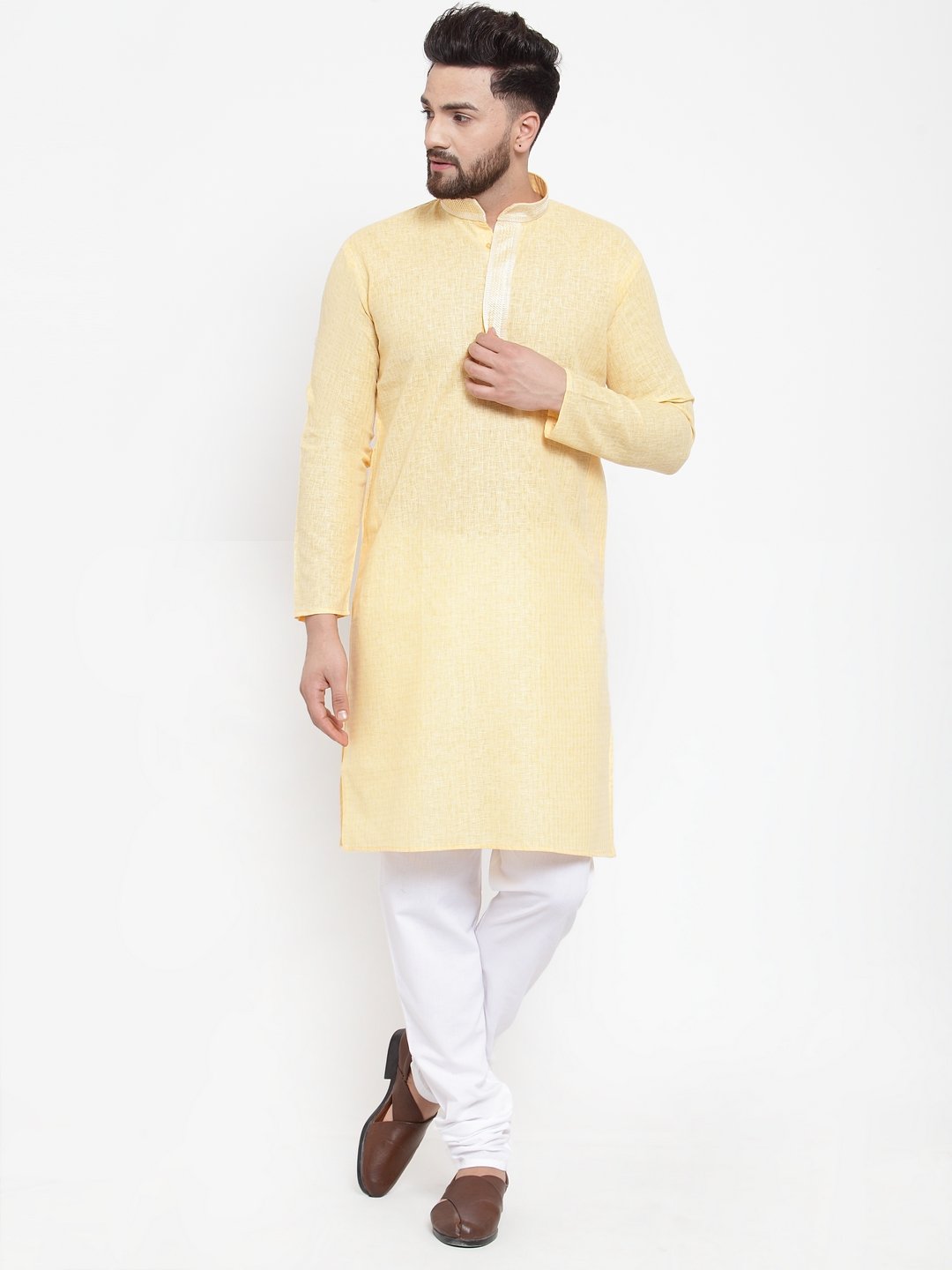 Men's Embroidered Kurta with Churidar by Virat Fashions- (2pcs set)