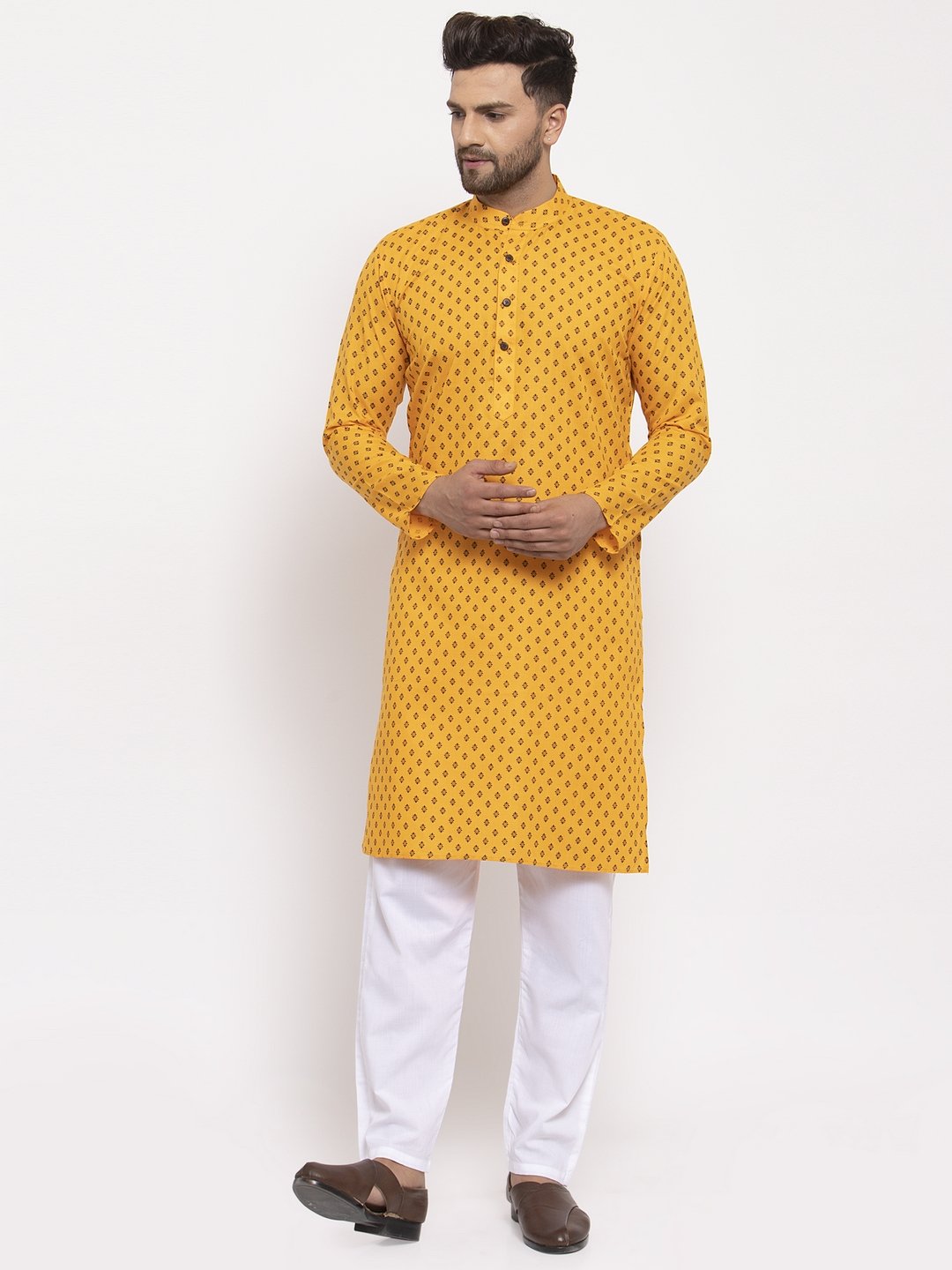 Men's Printed Kurta with Pyjamas - Virat Fashions