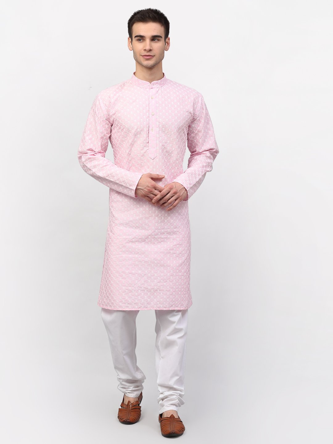 Men's Chikankari Kurta with Churidar by Virat Fashions (2 Pc Set)