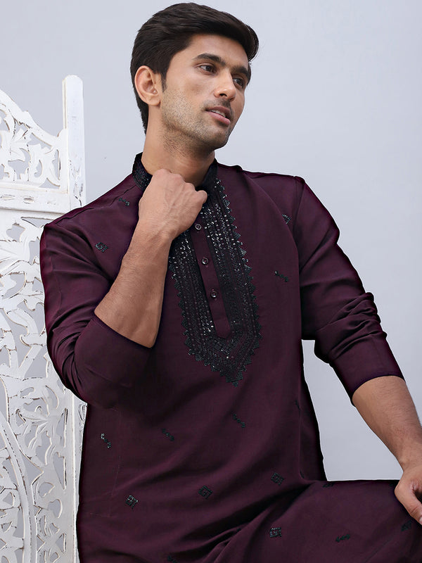 Men's Sequins Embroidered Kurta Pyjama Set