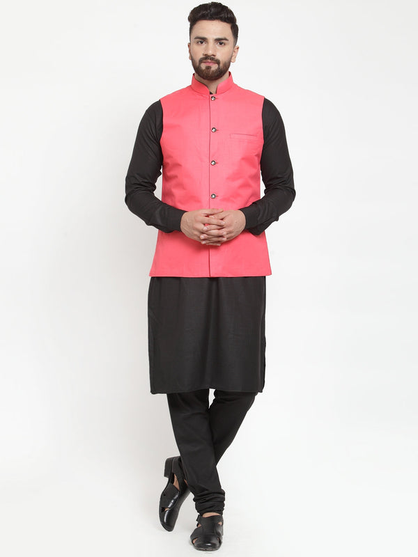 Jashvi Men's Solid Kurta Pajama with Solid Waistcoat