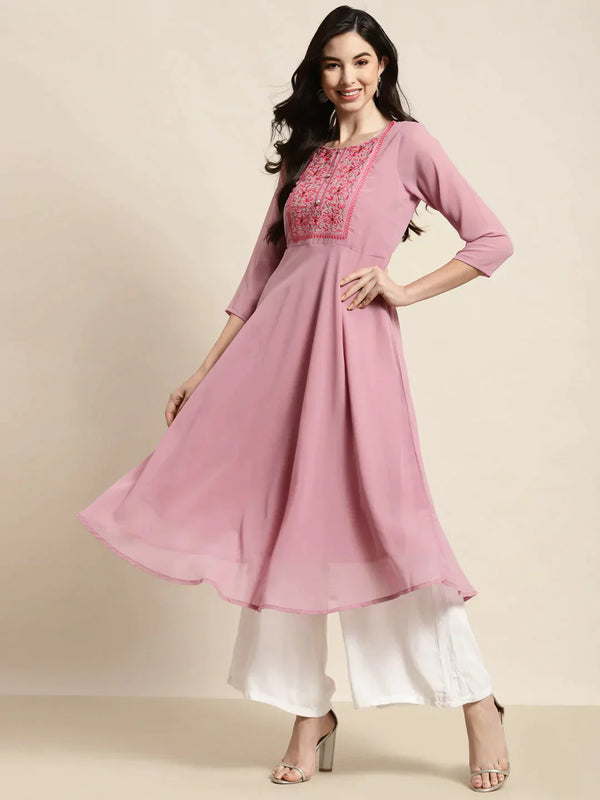 Women's Yoke Design Georgette Anarkali Kurta - Taantav