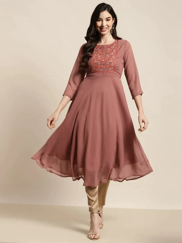 Women's Yoke Design Georgette Anarkali Kurta - Taantav