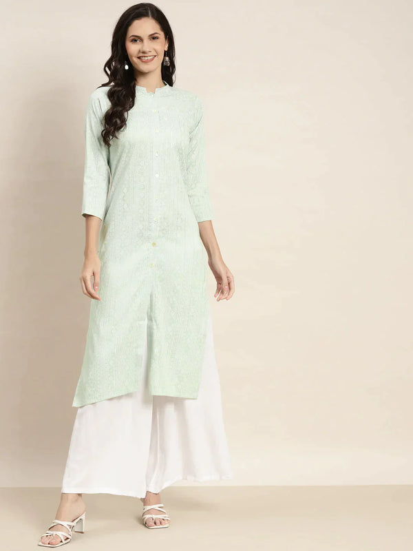 Women's Ethnic Motifs Printed Lurex Kurta - Taantav