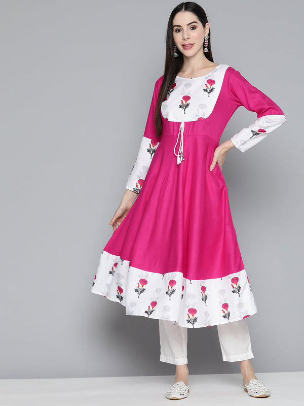 Jashvi Floral Printed Pink Floral Kurta